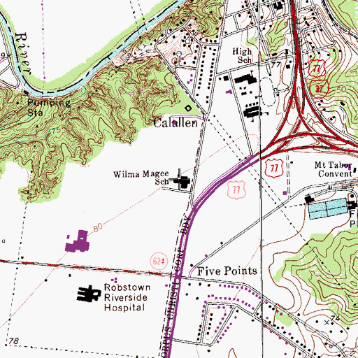 Topographic Map of Wilma Magee School, TX