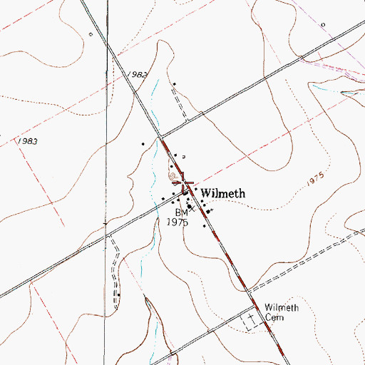 Topographic Map of Wilmeth, TX