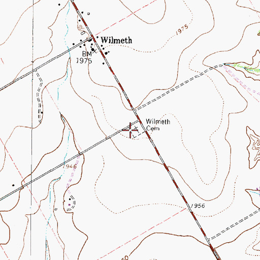 Topographic Map of Wilmeth Cemetery, TX