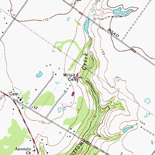Topographic Map of Wilpitz Cemetery, TX