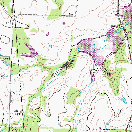 Topographic Map of Wilson Branch, TX