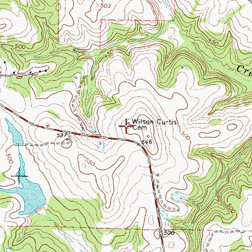 Topographic Map of Wilson Curtis Cemetery, TX