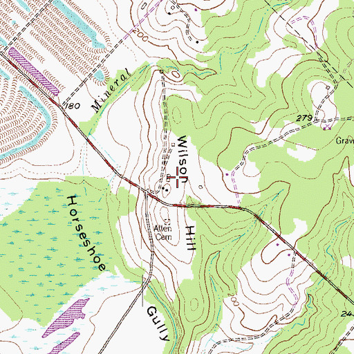 Topographic Map of Wilson Hill, TX