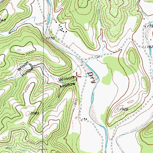 Topographic Map of Wilson Hollow, TX