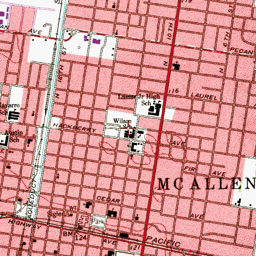 Topographic Map of Wilson School, TX