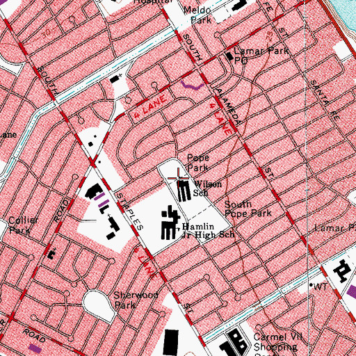 Topographic Map of Wilson School, TX