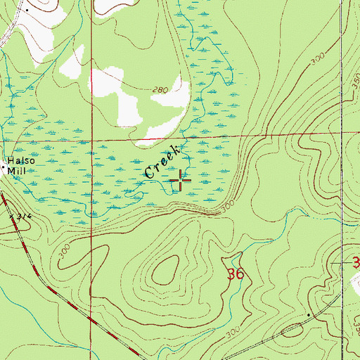 Topographic Map of Mercers Bridge (historical), AL