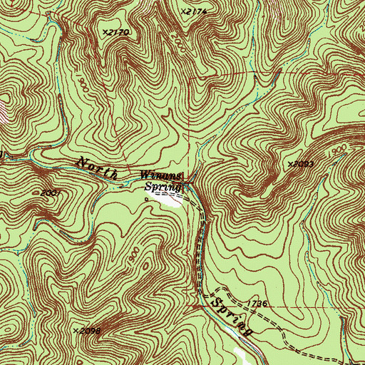 Topographic Map of Winans Spring, TX