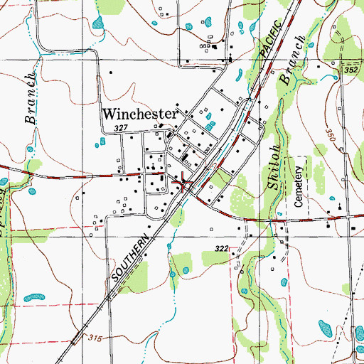 Topographic Map of Winchester, TX