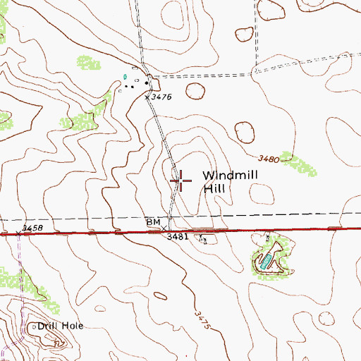 Topographic Map of Windmill Hill, TX