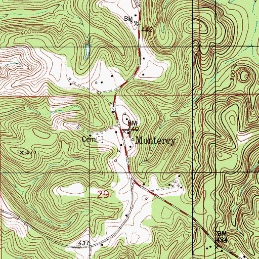 Topographic Map of Monterey Church, AL