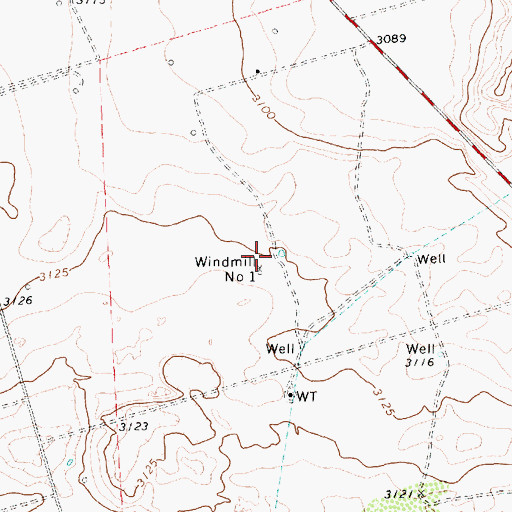 Topographic Map of Windmill Number One, TX