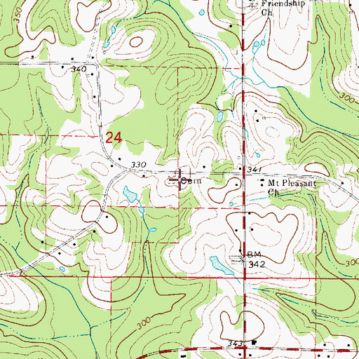 Topographic Map of Mount Pleasant Cemetery, AL