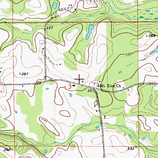 Topographic Map of Mount Zion School, AL