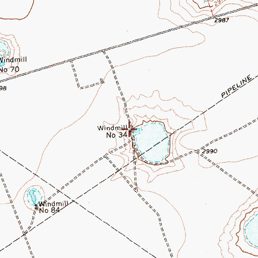 Topographic Map of Windmill Number Thirtyfour, TX