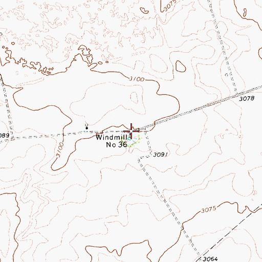 Topographic Map of Windmill Number Thirtysix, TX