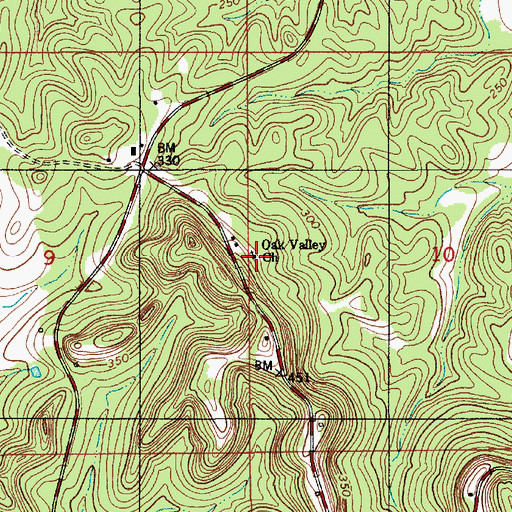 Topographic Map of Oak Valley Church, AL