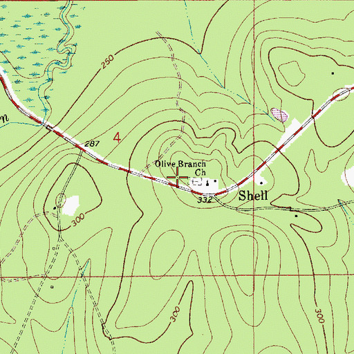 Topographic Map of Olive Branch School (historical), AL