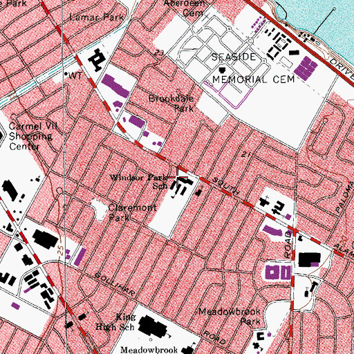 Topographic Map of Windsor Park School, TX
