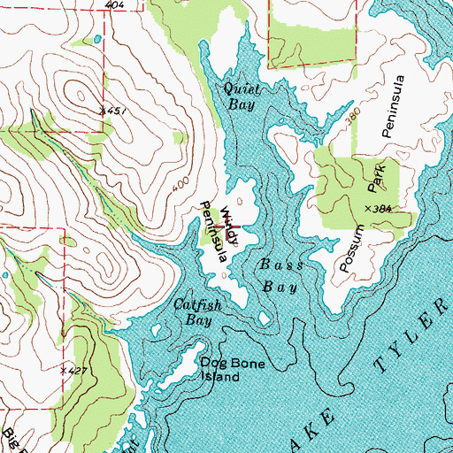 Topographic Map of Windy Peninsula, TX