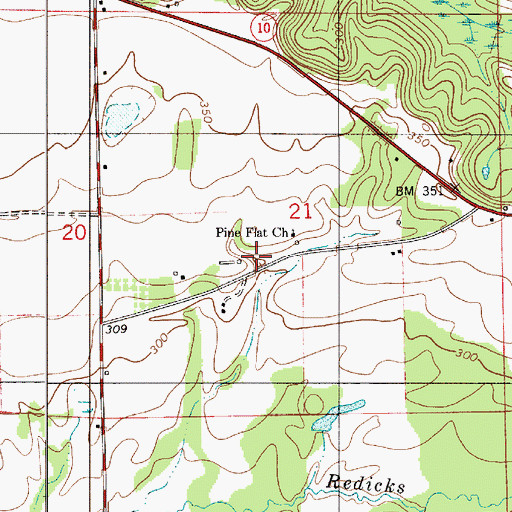 Topographic Map of Pine Flat School, AL