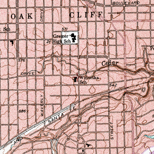 Topographic Map of Winnetka School, TX