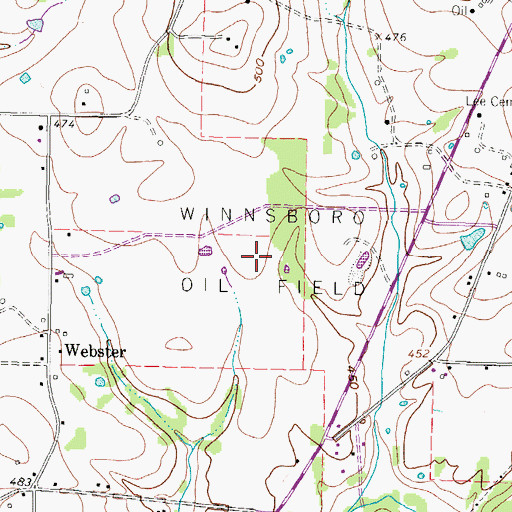 Topographic Map of Winnsboro Oil Field, TX