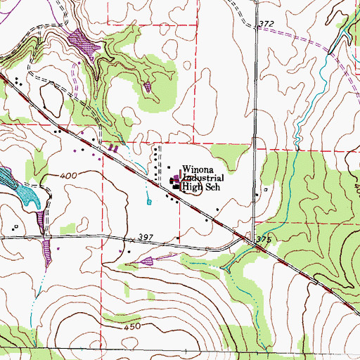 Topographic Map of Winona Industrial High School, TX