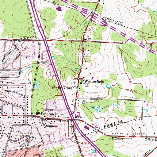 Topographic Map of Winterfield Church, TX