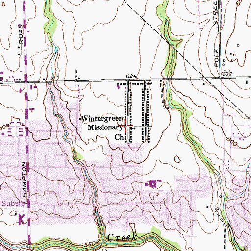 Topographic Map of Wintergreen Missionary Church, TX
