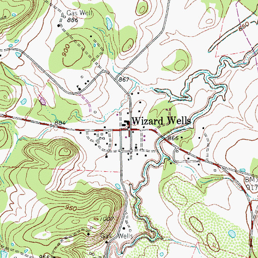 Topographic Map of Wizard Wells, TX