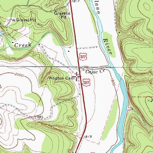 Topographic Map of Woaten Cemetery, TX