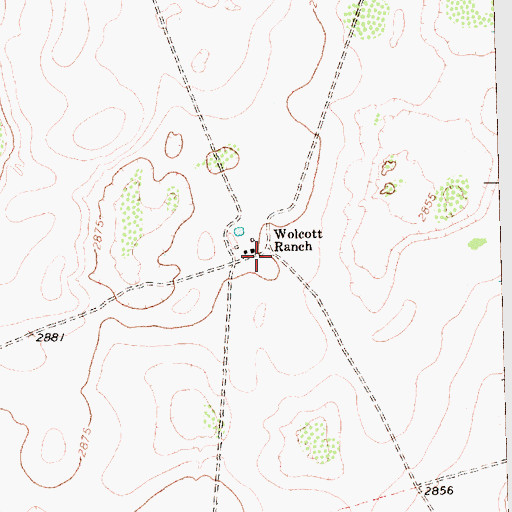 Topographic Map of Wolcott Ranch, TX