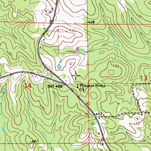 Topographic Map of Pleasant Home Cemetery, AL