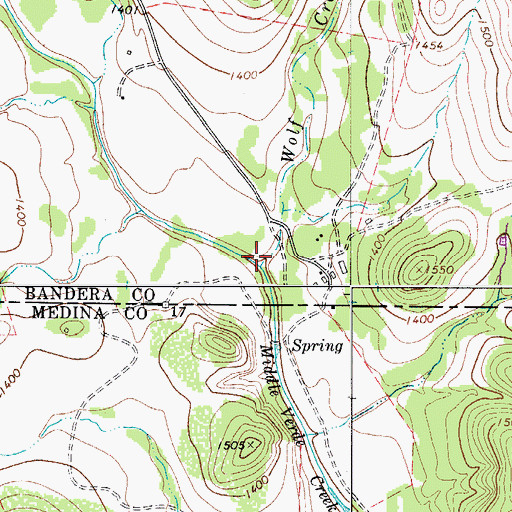 Topographic Map of Wolf Creek, TX