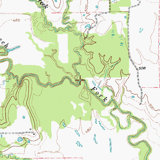 Topographic Map of Wolf Creek, TX