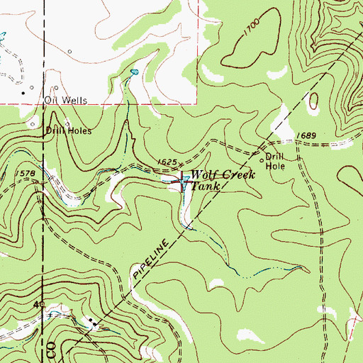 Topographic Map of Wolf Creek Tank, TX