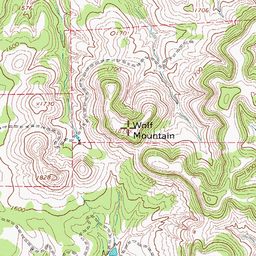 Topographic Map of Wolf Mountain, TX