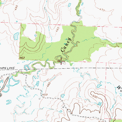 Topographic Map of Wolf Pen Creek, TX
