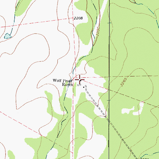 Topographic Map of Wolf Proof Ranch, TX
