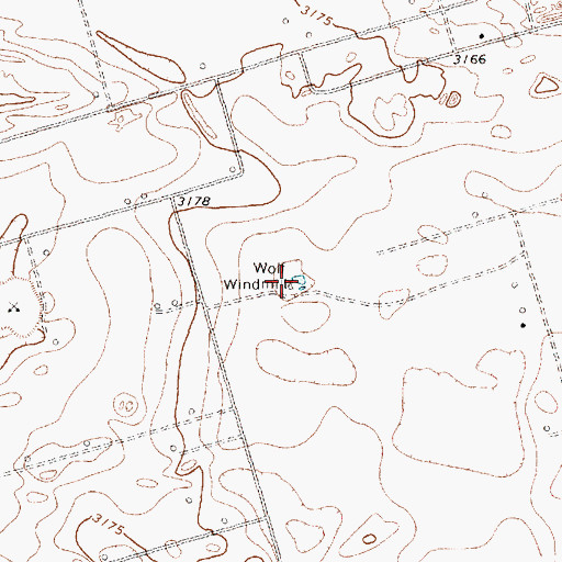 Topographic Map of Wolf Windmill, TX