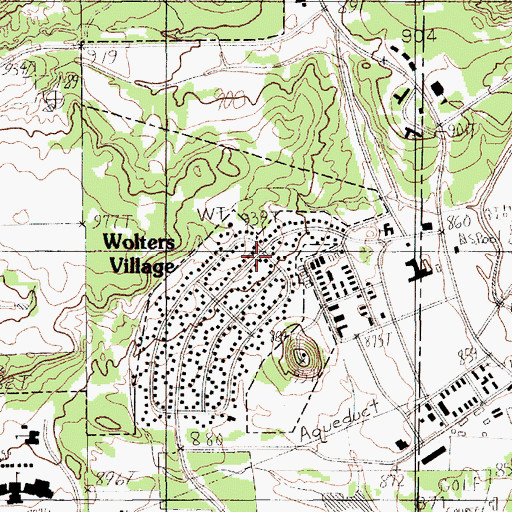 Topographic Map of Wolters Village, TX
