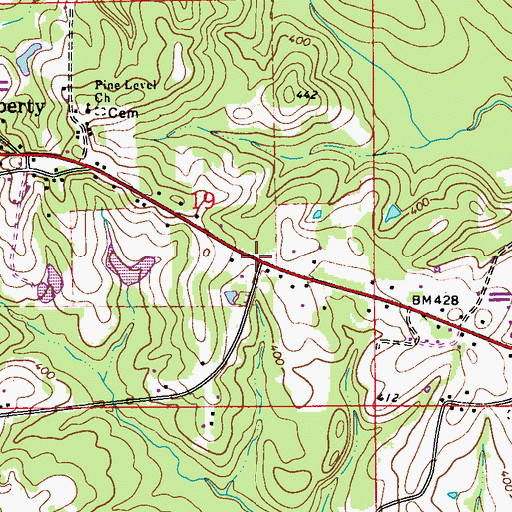 Topographic Map of Reddock Springs, AL