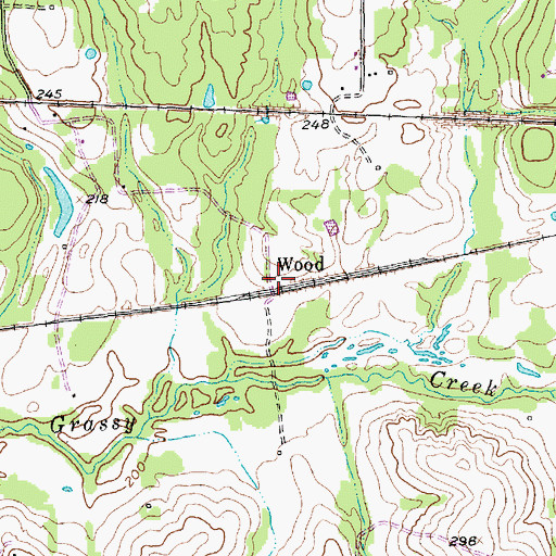 Topographic Map of Wood, TX