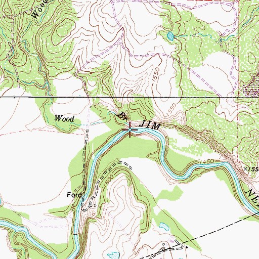 Topographic Map of Wood Branch, TX