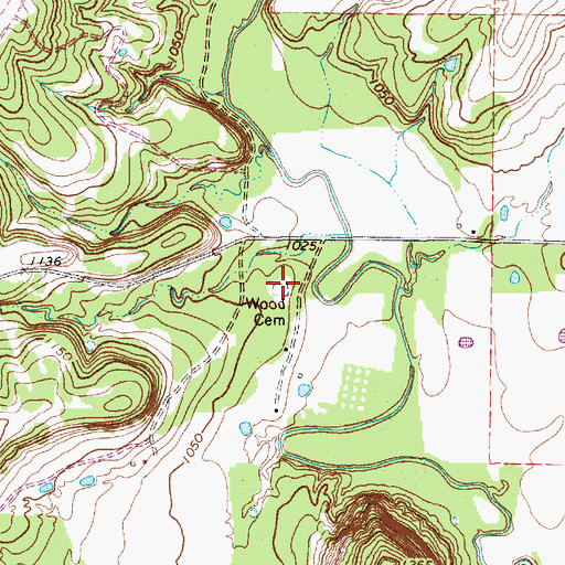 Topographic Map of Wood Cemetery, TX