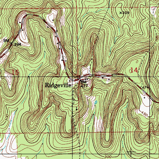 Topographic Map of Ridgeville Church, AL
