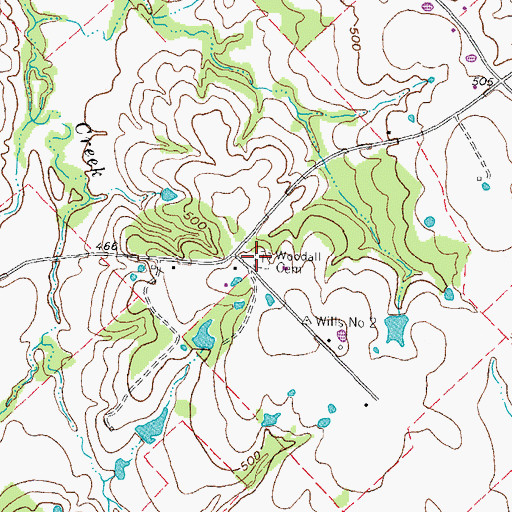 Topographic Map of Woodall Cemetery, TX