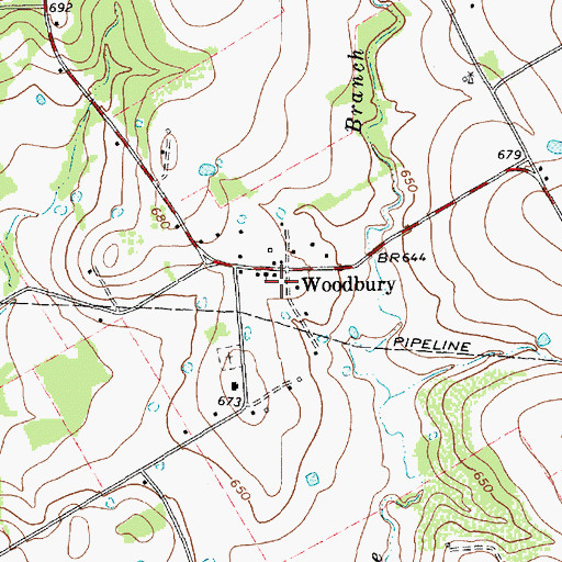 Topographic Map of Woodbury, TX