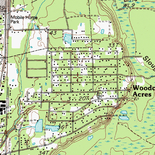 Topographic Map of Woodcrest Acres, TX